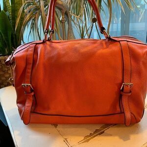 Ora Delphine Orange and Gold leather Purse